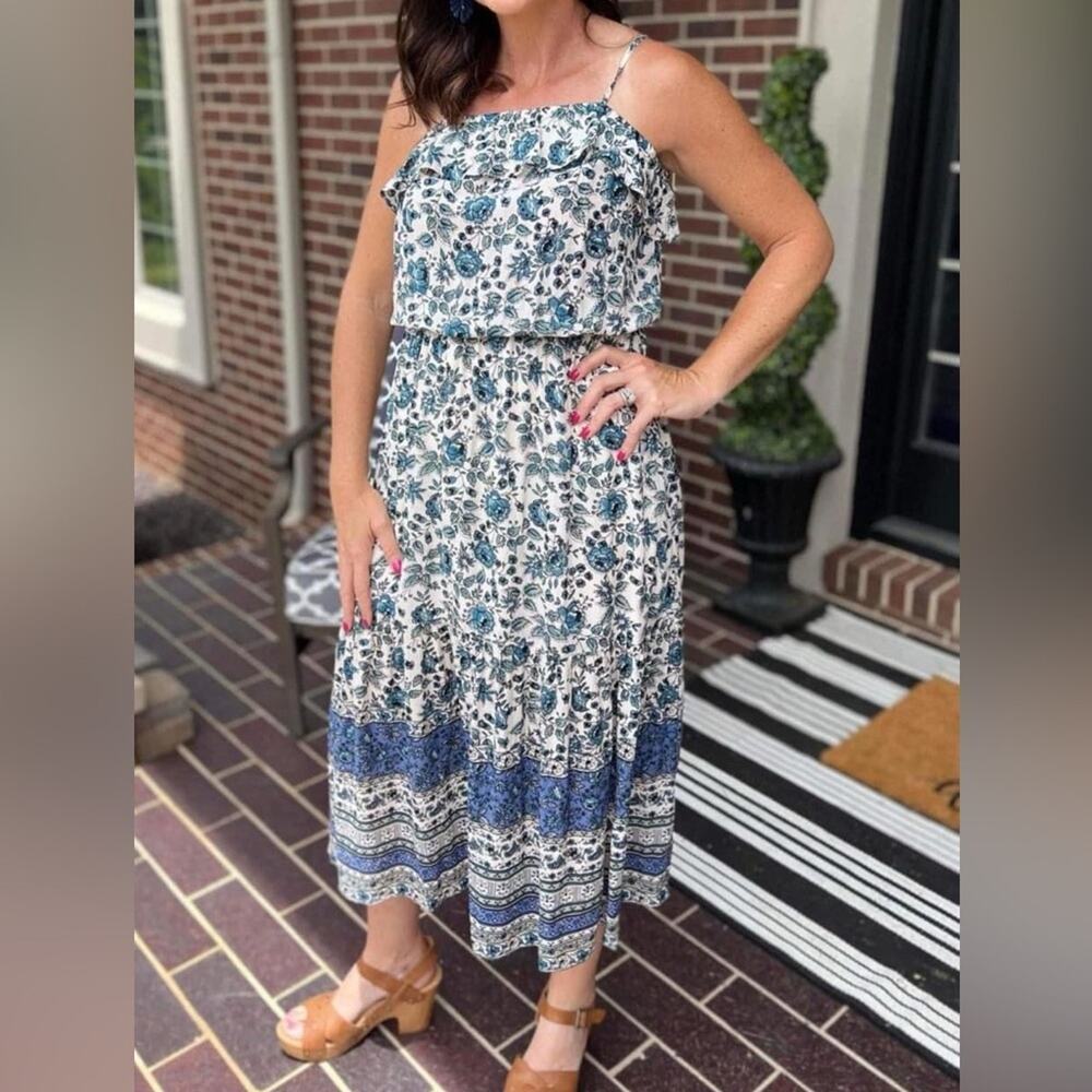 Good Hart Womens Maisie Midi Dress Size Small Blue Cottagecore Summer Beach Boho - Picture 6 of 11